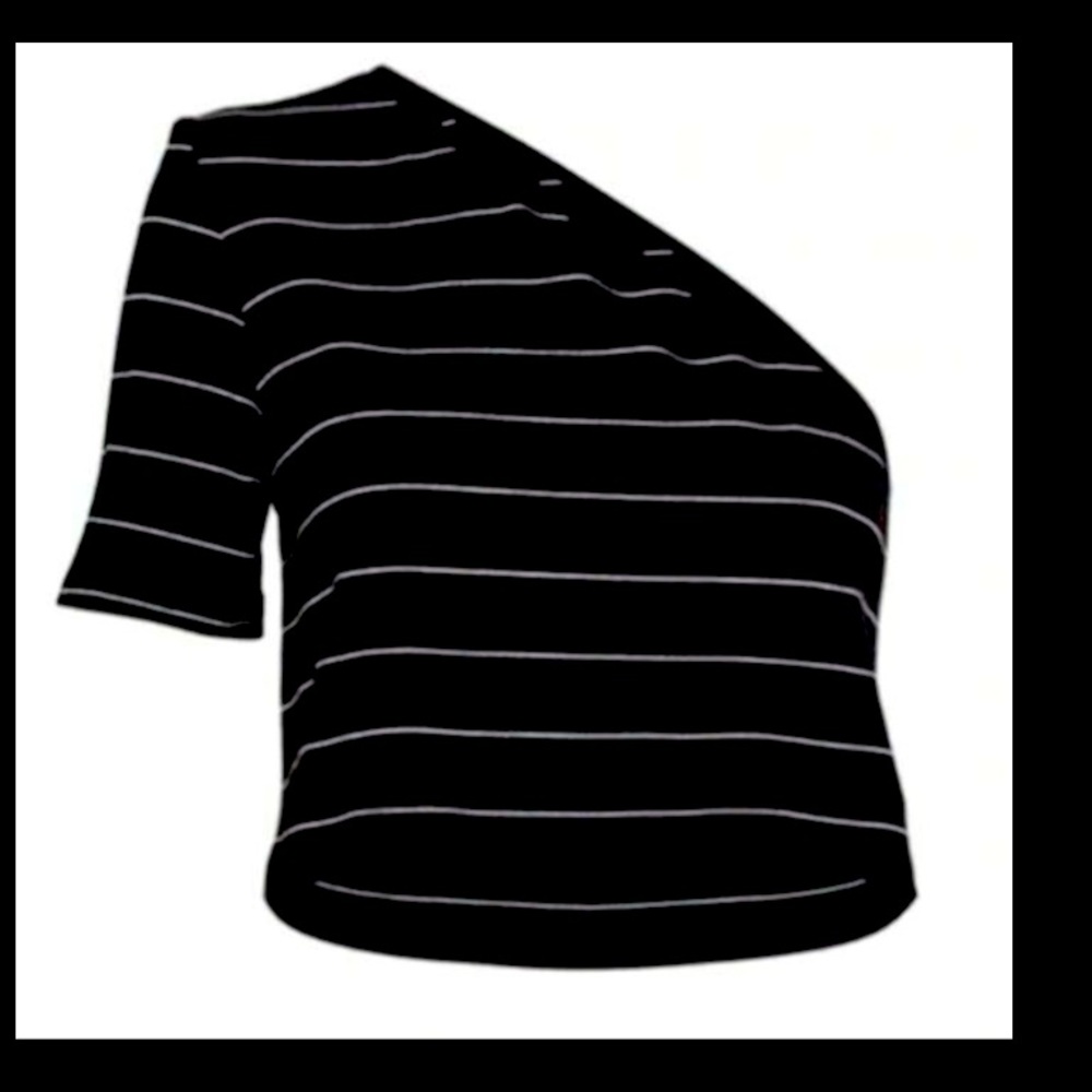 The Range black with baby stripes off shoulder crop top. NWT.